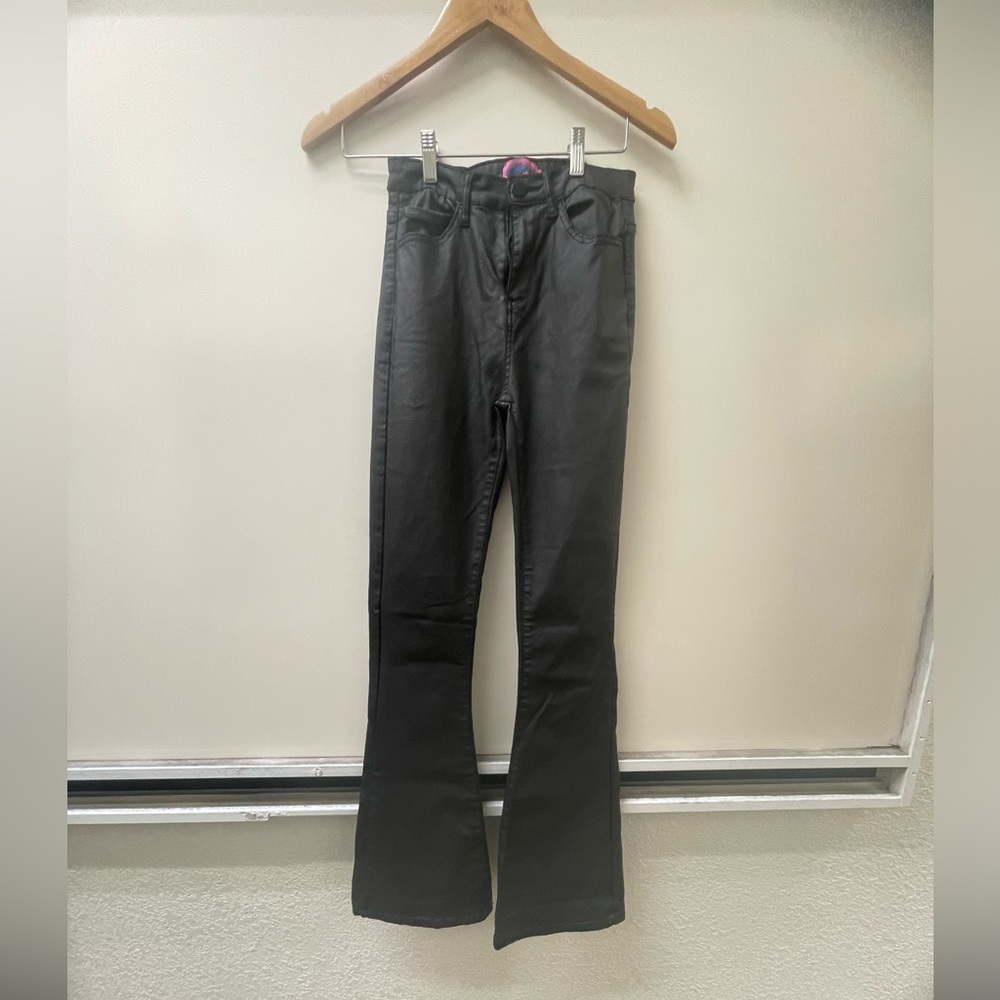 Edikted faux leather black bell bottoms , size medium